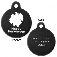 Halloween Ghost Black 31mm Large Round Pet Dog ID Tag